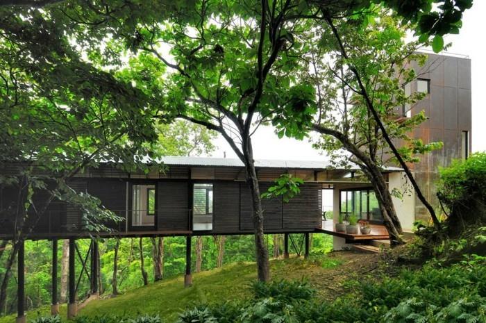 εξοχικό σπίτι κτίριο σκυρόδεμα κτίριο δάσος εξοχικό σπίτι τσιμεντένιο σπίτι