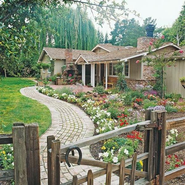 ιδέες κήπου εικόνες εξοχικό σπίτι ιδέες κήπος ξύλινος φράχτης