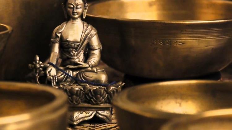 Άπω Ανατολή Πολιτισμός Θιβετιανό Τραγουδώντας Μπολ Άγαλμα του Βούδα
