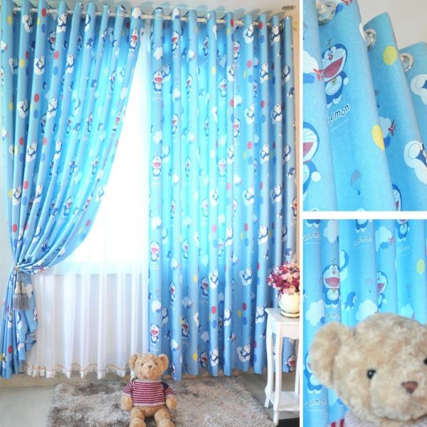 έτοιμες κουρτίνες με μπούκλα κορδέλα παιδικό δωμάτιο μπλε