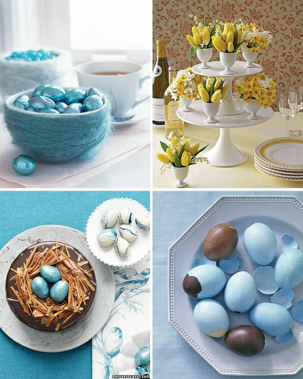εορταστική διακόσμηση για το Πάσχα μόνοι σας φτιάξτε μπλε ιδέα χρώματα αυγών