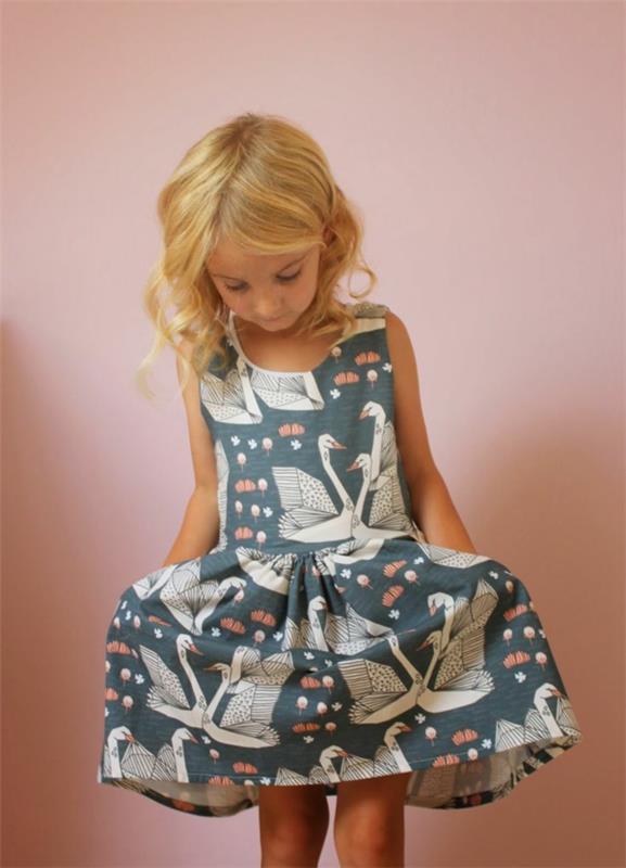 εορταστικό παιδικό φόρεμα μόδας με κύκνους