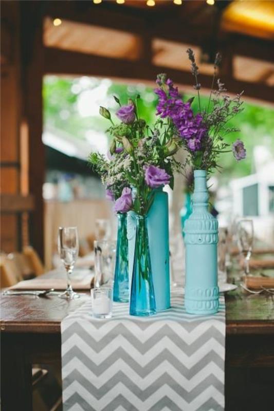 εορταστική διακόσμηση τραπεζιού μπλε decovases τραπέζι δρομέας ζιγκ ζαγκ μοτίβο