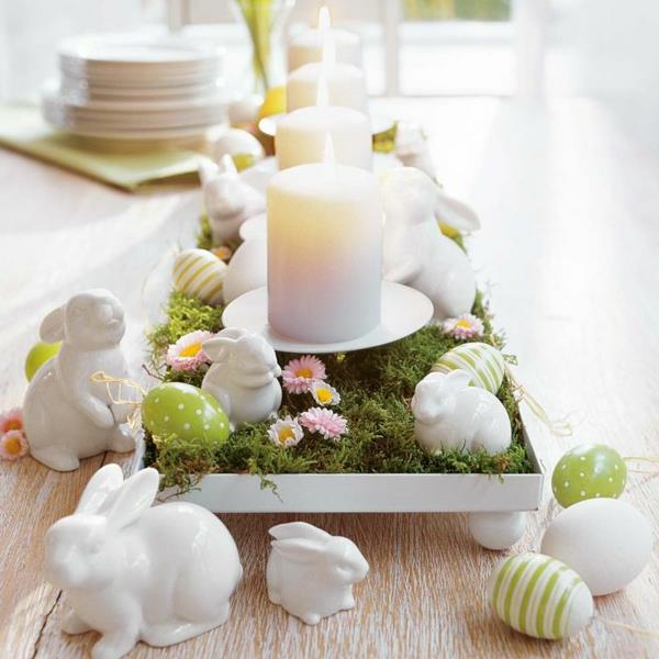 γιορτινά διακοσμητικά τραπέζια κεριά πασχαλινού πορσελάνιου Πάσχα λαγουδάκι