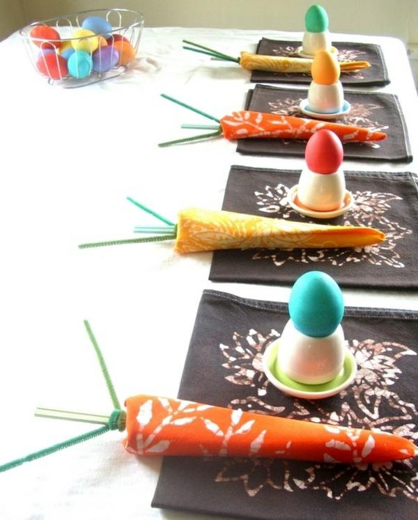 εορταστική διακόσμηση τραπεζιού για πασχαλινές χαρτοπετσέτες διπλώστε καρότα πασχαλινά αυγά