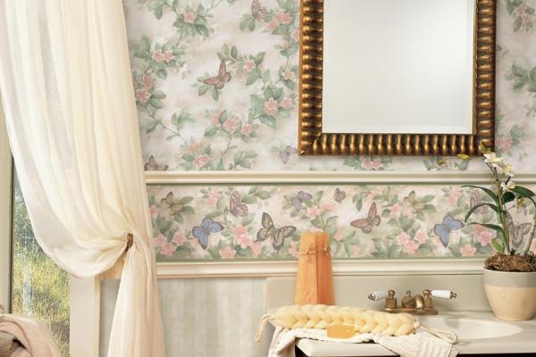 κουρτίνες αέρινες ελαφριές πεταλούδες ταπετσαρία τοίχοι καθρέφτες υγρή ταπετσαρία δωματίου για το μπάνιο