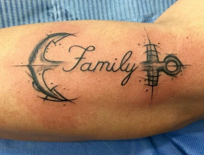 φιλιγκράν τατουάζ άγκυρα οικογένεια αντιβράχιο άνδρες