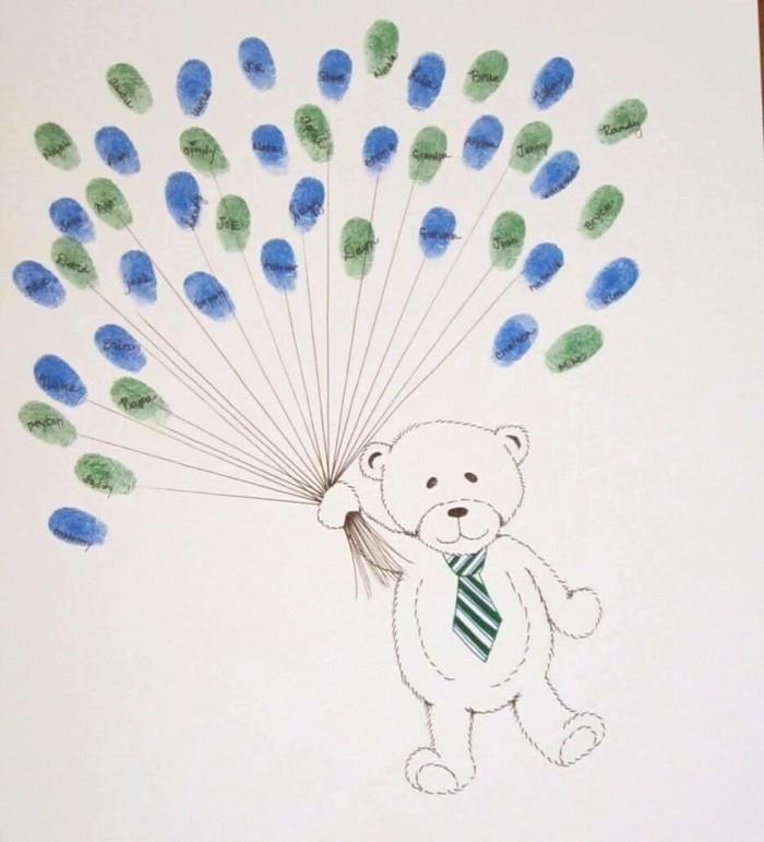 πρότυπο εικόνων δακτυλικών αποτυπωμάτων με αρκούδα με μπαλόνια