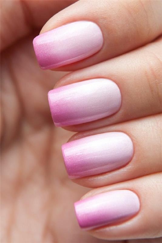 νύχια εικόνες απλά νύχια ροζ ombre εφέ