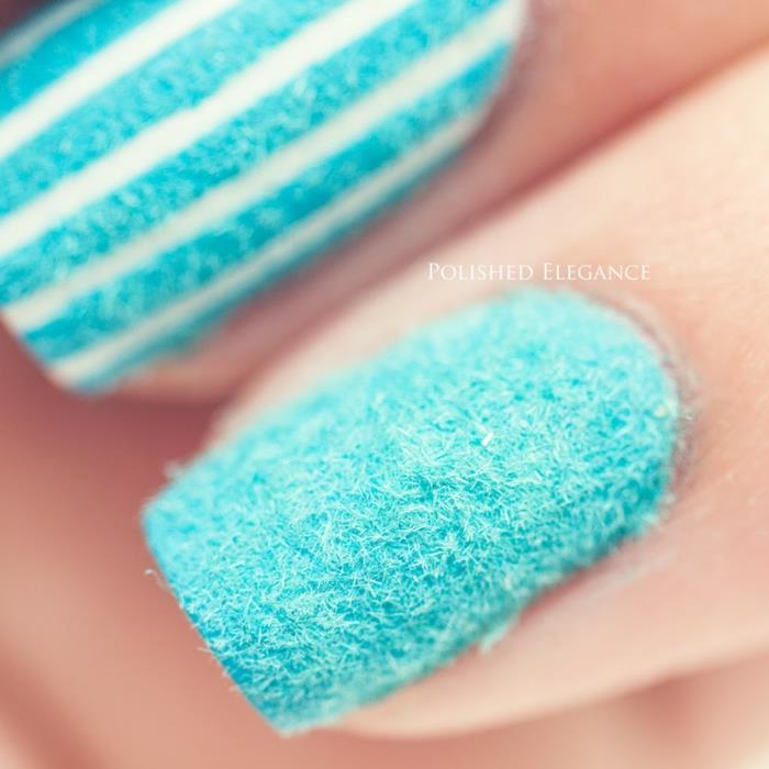 νύχια σχεδιασμού τριχωτά νύχια nailart γούνινα νύχια γαλάζιο στιλβωμένη κομψότητα