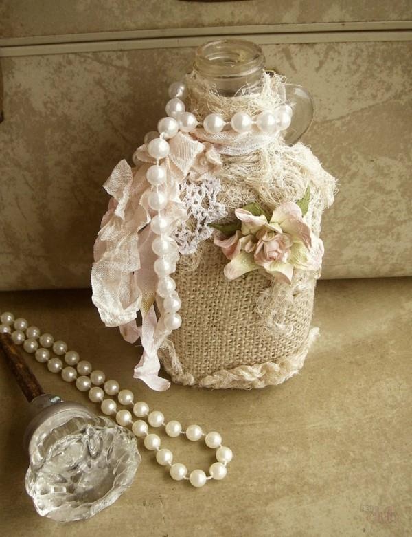 διακοσμήστε το μπουκάλι κάντε shabby chic διακόσμηση μόνοι σας