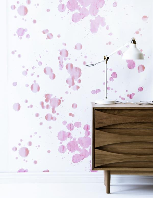 λεκέδες ροζ κομμό λευκό χρώμα τοίχου