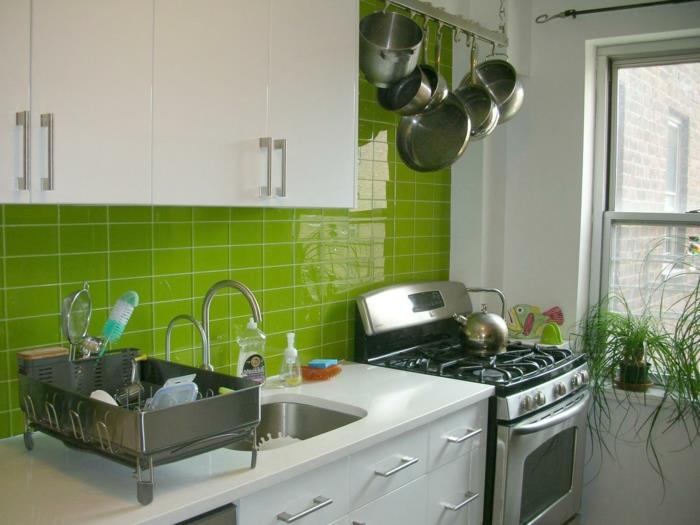 Πλακάκια χρώματος βάσης κουζίνας πράσινα πλακάκια τοίχου φυτά