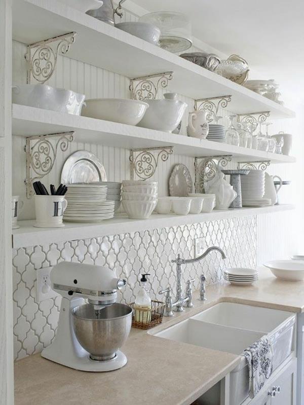 πλακάκι καθρέφτης κουζίνας πλακάκια τοίχου ρουστίκ κουζίνα ξύλινα ράφια splash guard κουζίνα