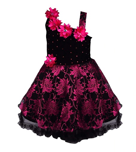 Šilko rožių dizaino suknelė mergaitėms