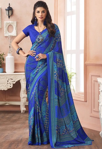 Çiçekli Krep Sarees