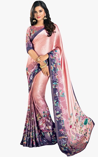 Satin Floral Saree