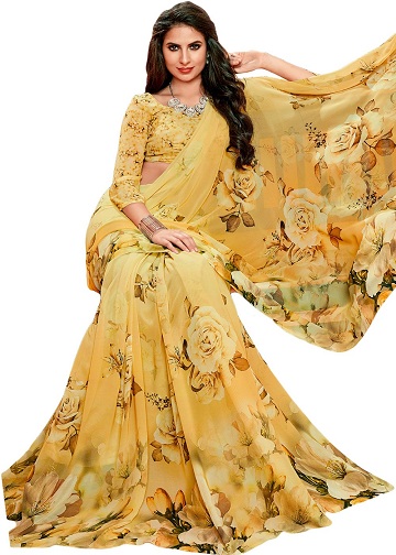 Gėlių Georgette Sarees