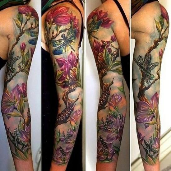 ιδέες για τατουάζ λουλουδιών με μανίκια για γυναίκες
