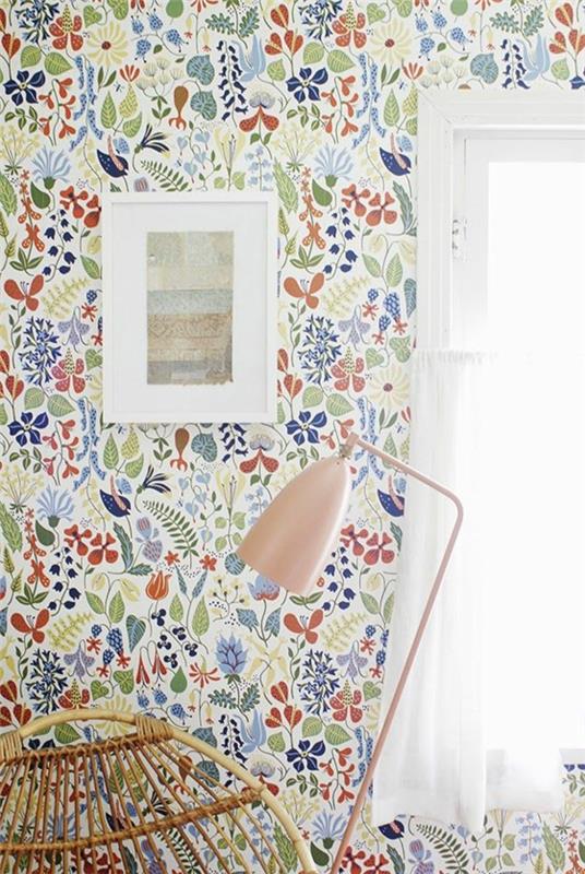 floral ταπετσαρία φρέσκο ​​χρωματιστό σχέδιο τοίχου