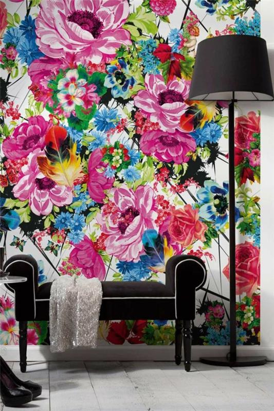 floral ταπετσαρία όμορφο σχεδιασμό τοίχου σαλόνι