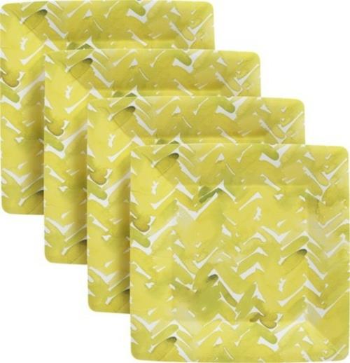 ζωηρό πιάτο εξοπλισμού μπάρμπεκιου από χαρτόνι σε πράσινο-κίτρινο χρώμα