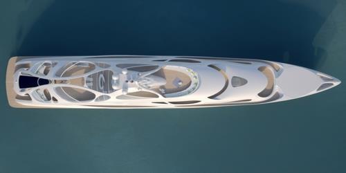 zaha hadid γιοτ λευκά οργανικά σχήματα από πάνω