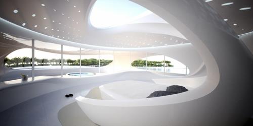 ρευστό zaha hadid γιοτ λευκό οργανικό εσωτερικό