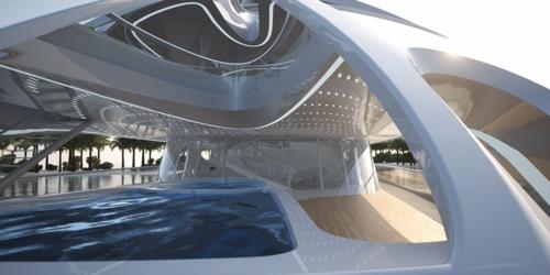 ρευστή zaha hadid γιοτ λευκή οργανική πισίνα πισίνας