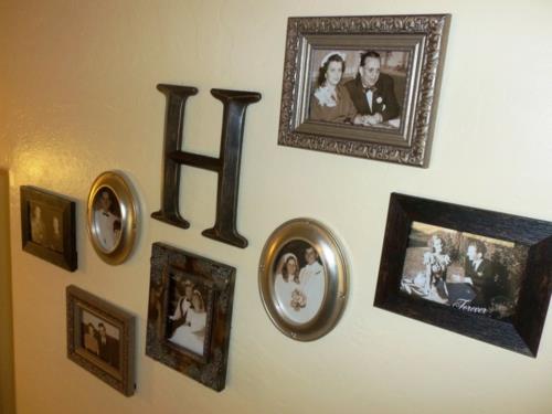 Σχεδιάστε έναν τοίχο φωτογραφιών με οικογενειακές φωτογραφίες, ζωντανό οικογενειακό ρετρό