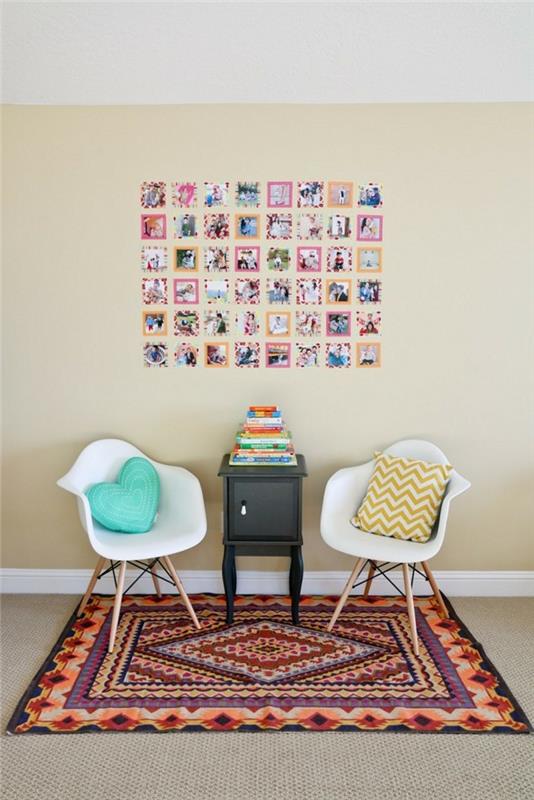 σχεδιάστε τη δική σας φωτογραφία διακόσμηση τοίχου τοίχου σκανδιναβικές καρέκλες πολύχρωμο χαλί