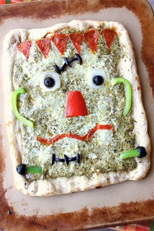 ιδέες γαρνιτούρας πίτσας frankenstein για τις Απόκριες