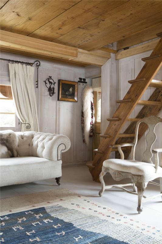 έπιπλα γαλλικής χώρας ξύλινα σκαλοπάτια έπιπλα οροφής εξοχή