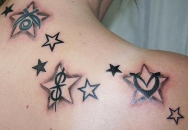 αστέρια τατουάζ σε σχέδια τατουάζ πλάτης