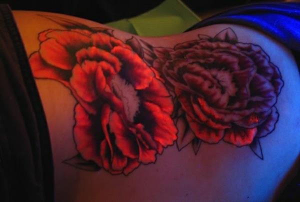 UV τατουάζ uv τατουάζ κόκκινα λουλούδια