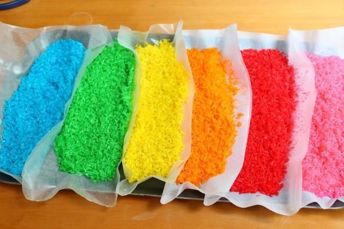 χρωματισμός ρυζιού για χειροτεχνίες με παιδιά