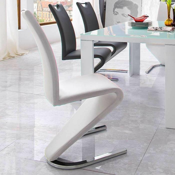 Καρέκλα Cantilever λευκή Καρέκλα σχεδιαστών Calingro σε λευκό χρώμα