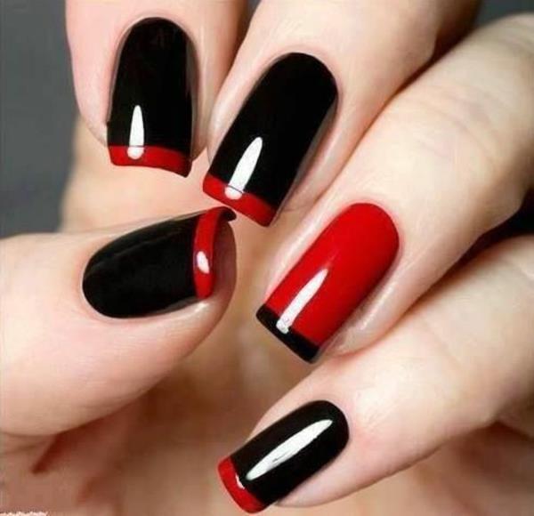 γαλλικά νύχια εικόνες απλό σχέδιο νυχιών απλά νύχια μαύρο κόκκινο