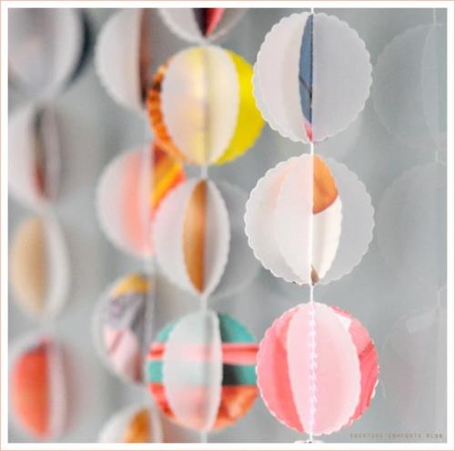 ανοιξιάτικη διακόσμηση πολύχρωμες γιρλάντες χαρτί στρογγυλό φρέσκο