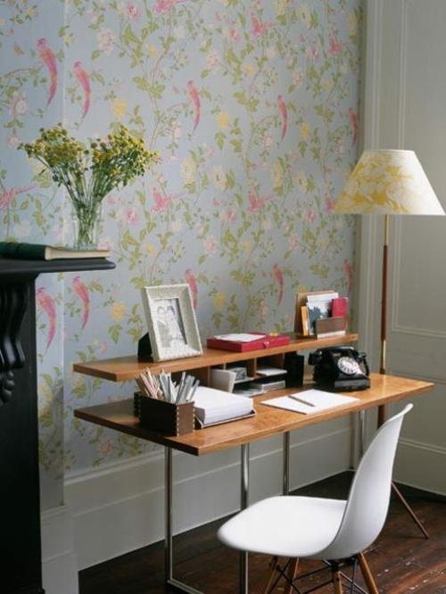 έπιπλα άνοιξη γραφείο καρέκλα ταπετσαρία floral μοτίβο παστέλ χρώματα