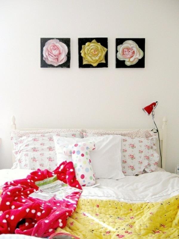 ανοιξιάτικη διακόσμηση στην κρεβατοκάμαρα εικόνα τριαντάφυλλων