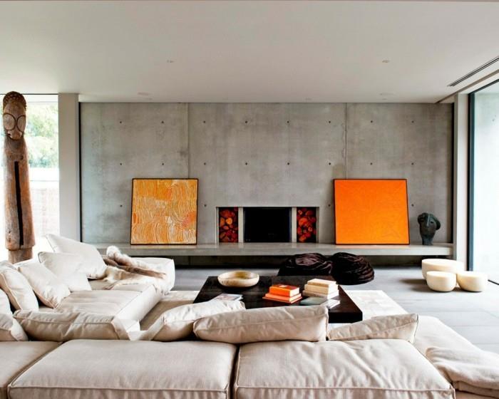 ανοιξιάτικα χρώματα, άνετο σαλόνι, πορτοκαλί τόνους