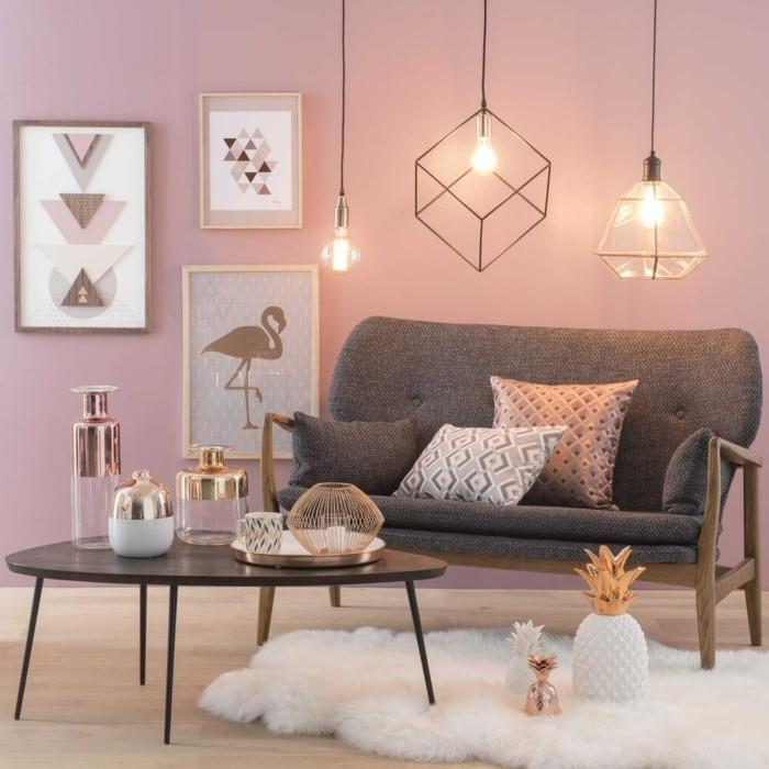 ανοιξιάτικα χρώματα απαλές ροζ ιδέες σαλόνι λευκό χαλί κομψό