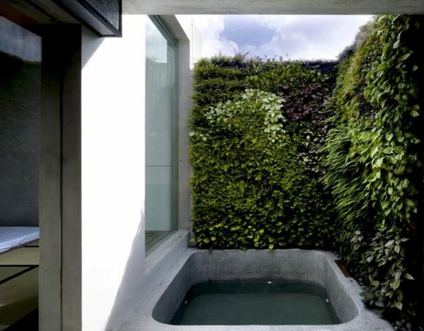 φρέσκια αρχιτεκτονική κήπος κάθετη πίσω αυλή μπανιέρα