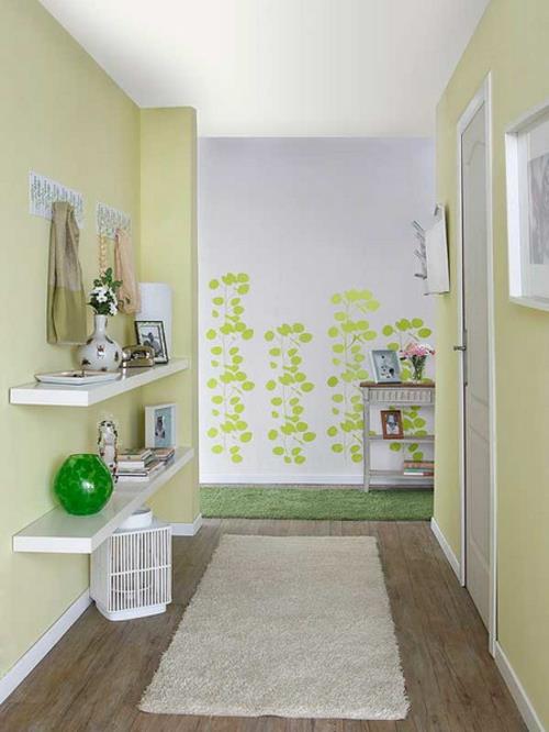 φρέσκια διακόσμηση στο διάδρομο διαφορετικά πράσινα χρώματα