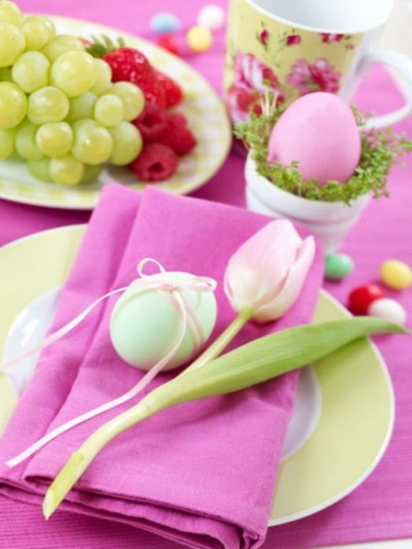 φρέσκα φρούτα Πασχαλινά αυγά πολύχρωμα ροζ χρώματα μοτίβα Πάσχα Πάσχα