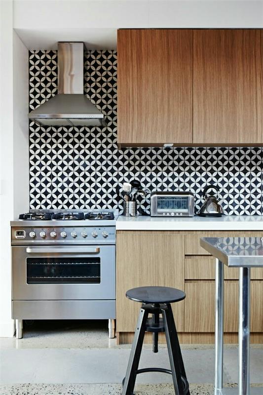ιδέες φρέσκιας κουζίνας πίσω τοίχου ωραία γεωμετρικά μοτίβα