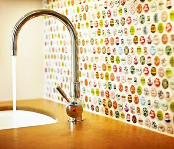 φρέσκια κουζίνα splashback ιδέες συλλογή καπακιού μπουκαλιών