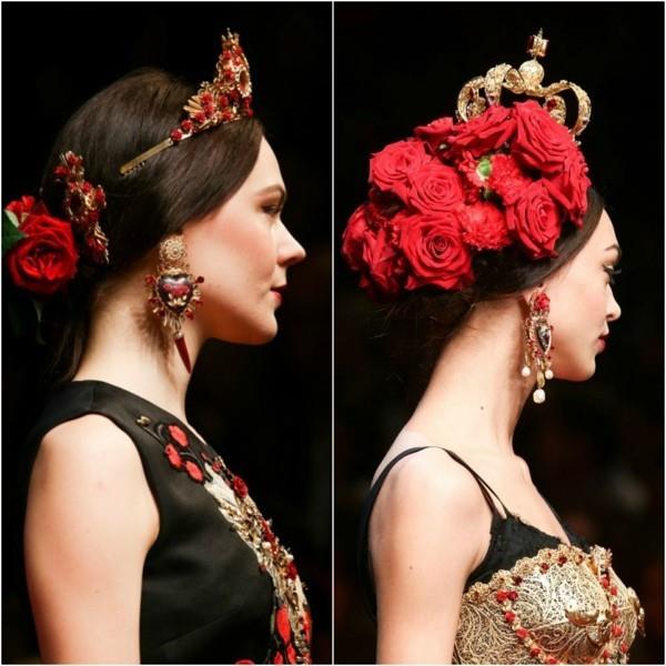 χτενίσματα 2020 dolce gabbana αξεσουάρ μαλλιών λατινικά κόκκινα τριαντάφυλλα