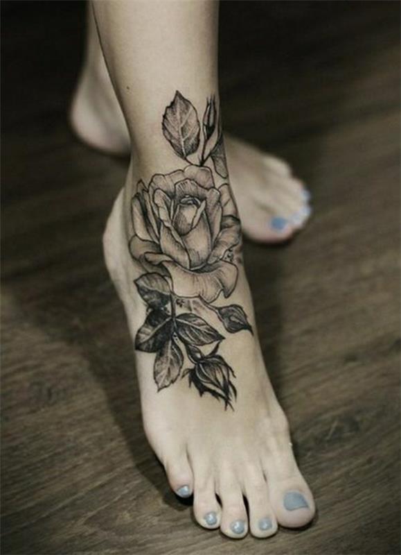 τατουάζ ποδιών σχέδια τατουάζ εικόνες μαύρα τριαντάφυλλα